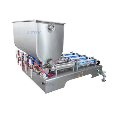 Pneumatic 4 nozzles cream paste filler with big hopper